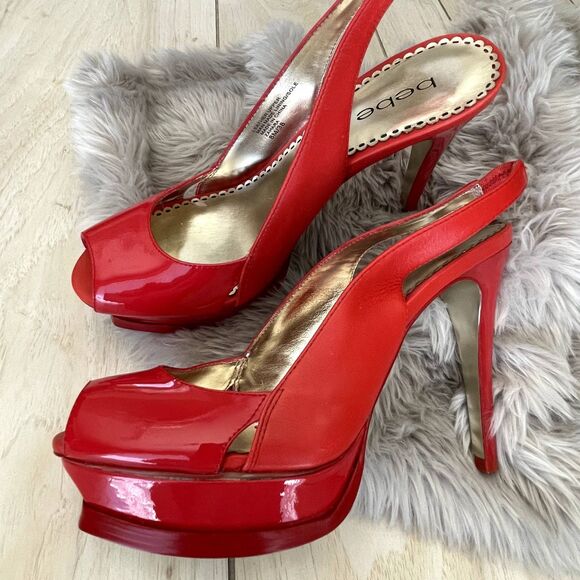 Bebe Red Patent Leather Stiletto Heels Size 8.5 | Brand New in Box | Bold & Chi - Picture 3 of 10